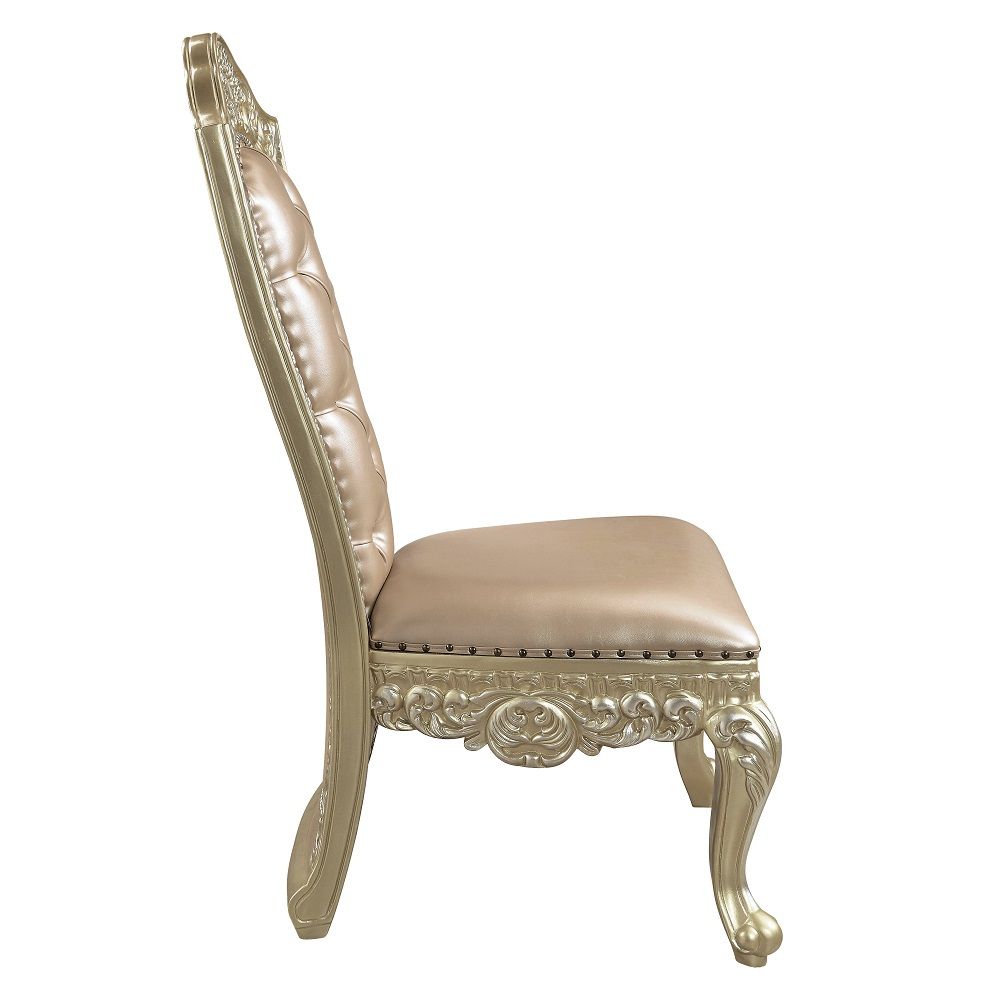 Vatican - Side Chair (Set of 2) - Synthetic Leather & Champagne Silver - Urban Living Furniture (Los Angeles, CA)