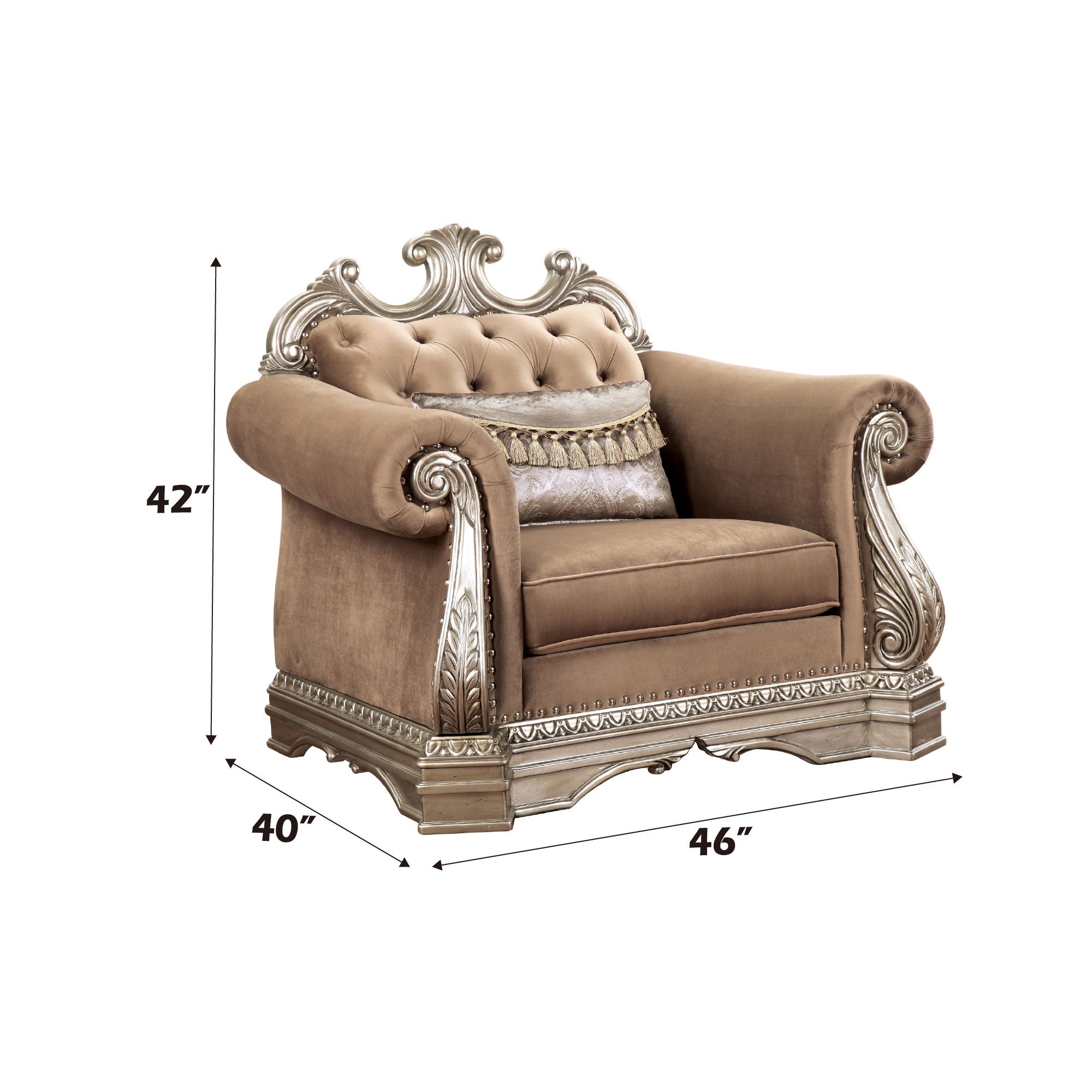 Northville - Chair With Pillow - Velvet & Antique Silver - Urban Living Furniture (Los Angeles, CA)