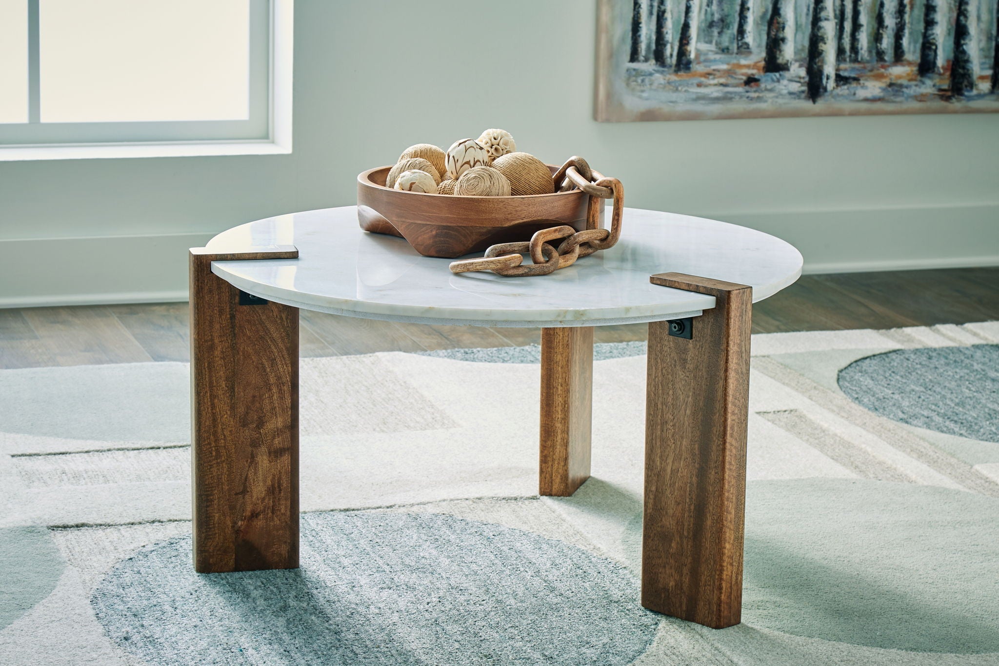 Isanti - White / Brown - Round Cocktail Table - Urban Living Furniture (Los Angeles, CA)