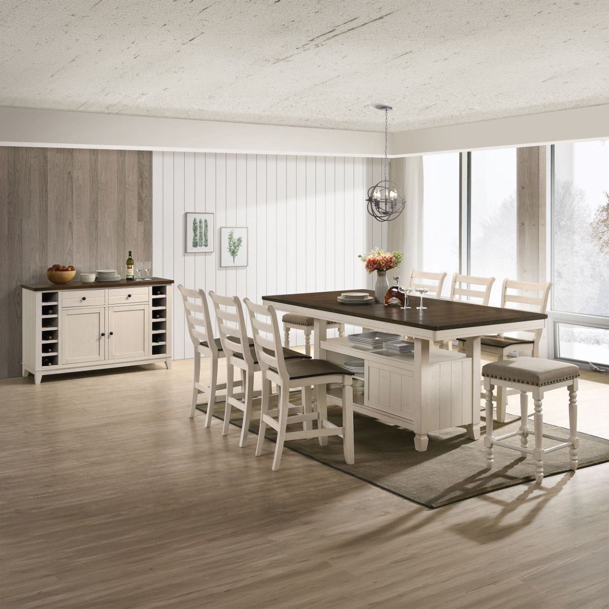 Tasnim - Counter Dining Table - Oak & Antique White - Urban Living Furniture (Los Angeles, CA)