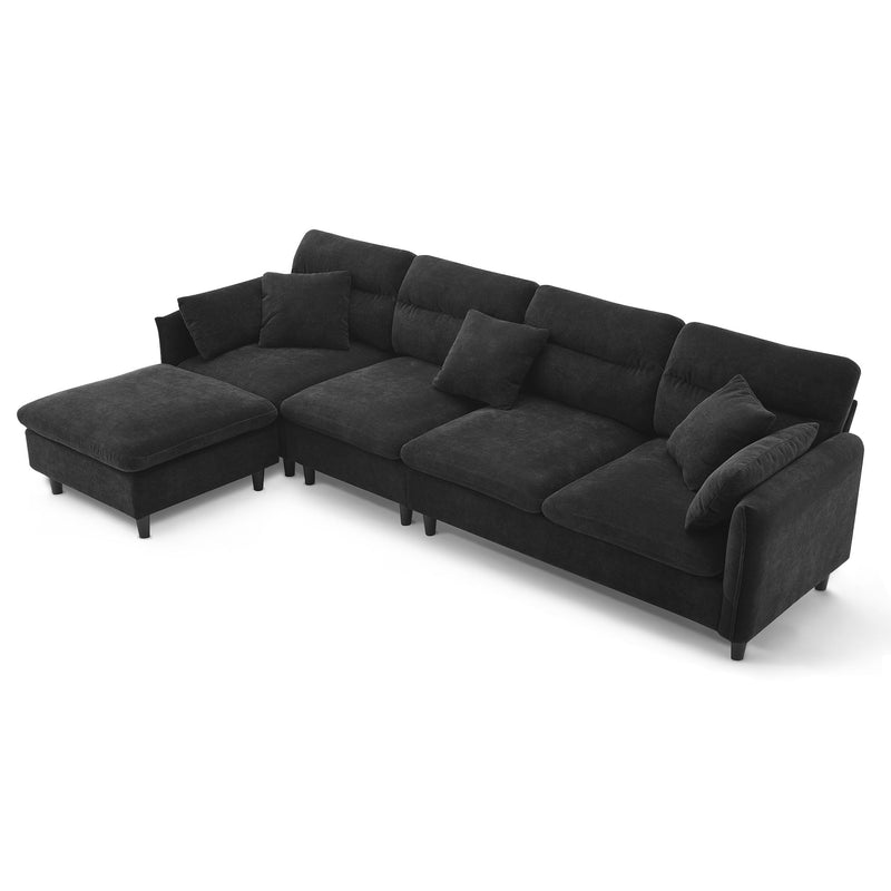 Modern Convertible Sectional Sofa L Shaped Reversible Couch Set With Free Pillows 5 Seat Cloud With Ottoman