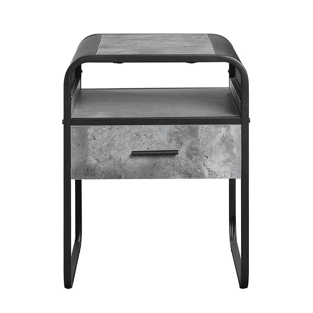 Raziela - 22" End Table - Concrete Gray & Black - Urban Living Furniture (Los Angeles, CA)