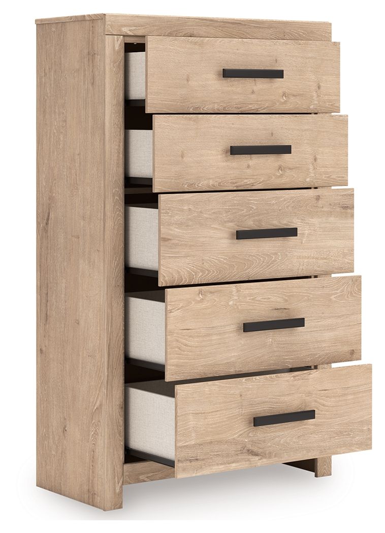 Sanginlane - Tan - Five Drawer Chest - Urban Living Furniture (Los Angeles, CA)