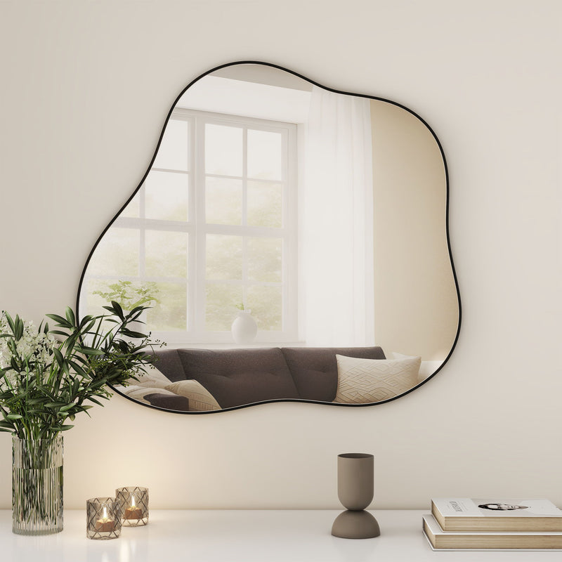 Cloud Shaped Metal Accent Wall Mirror - Black