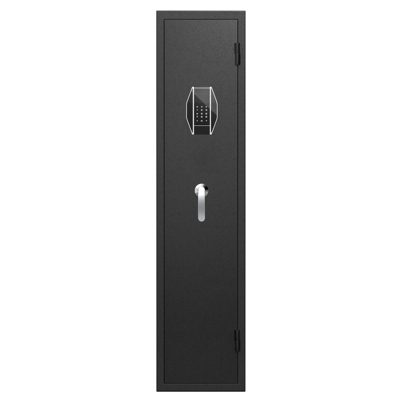 3 - 4 Gun Safe For Rifles And Pistols, Quick Access Password Gun Safe, High Security Metal Rifle Safe Locker With Removable Shelf And 2 Adjustable Gun Slots - Black