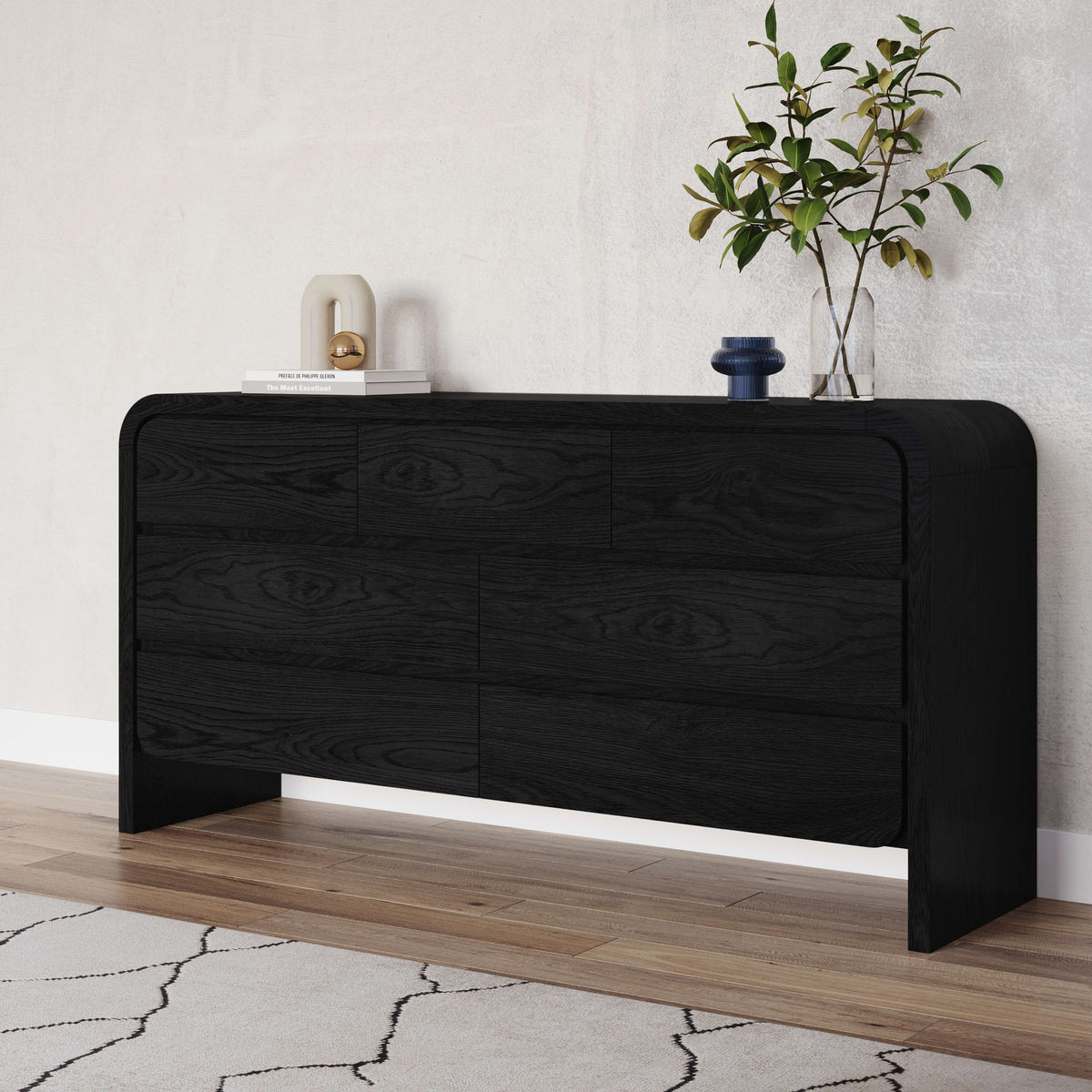 Elora - Seven Drawer Dresser - Jet Black Ash