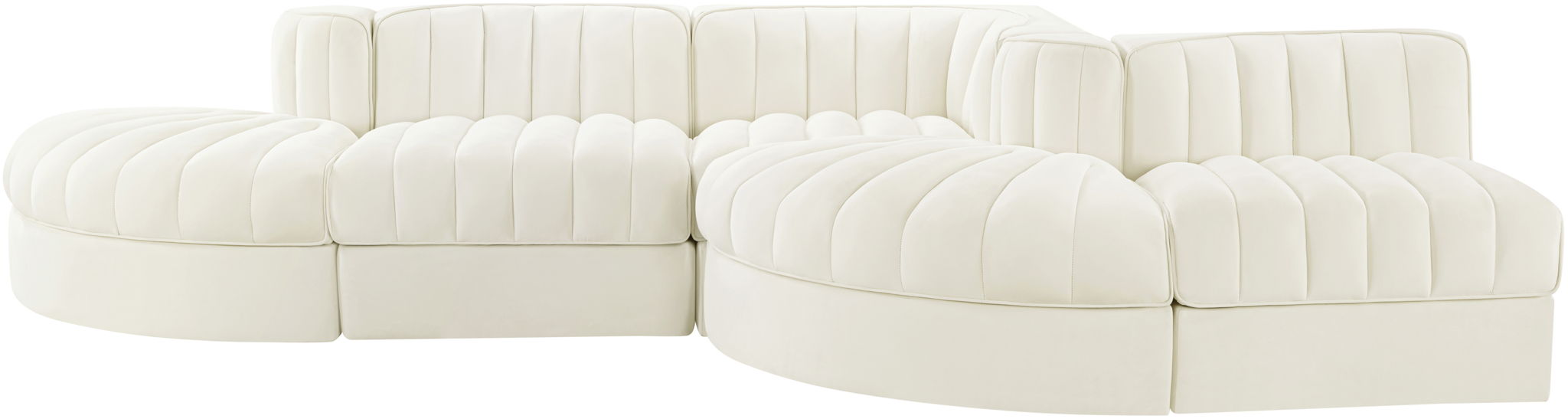 Rummi - Rounded Velvet Performance Fabric Upholstered 5 Piece Modular Sectional - Urban Living Furniture (Los Angeles, CA)