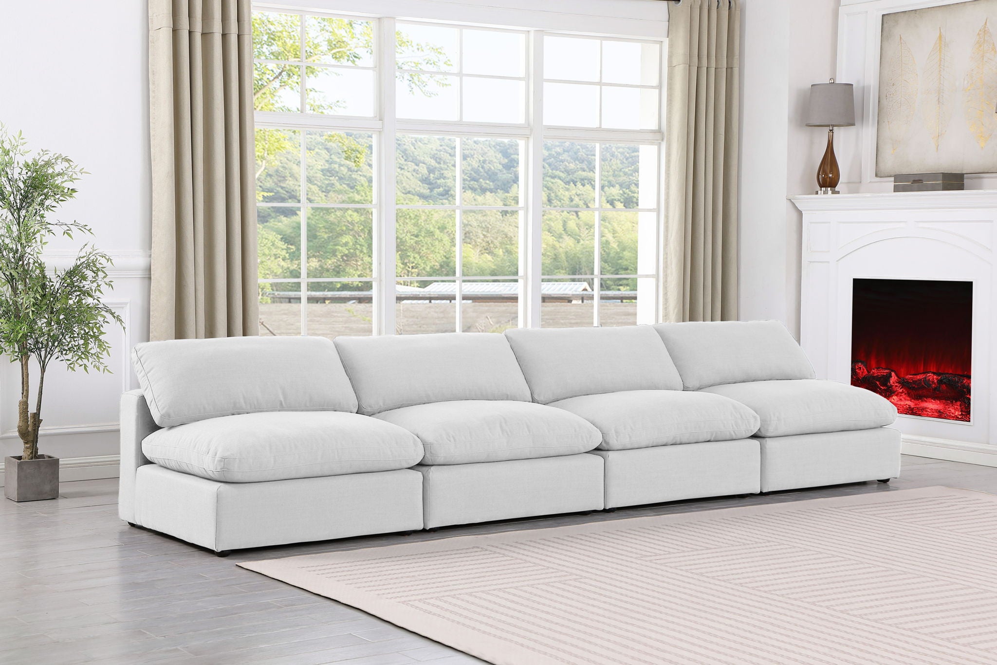 Comfy - Linen Modular Armless Sofa 4 Seats