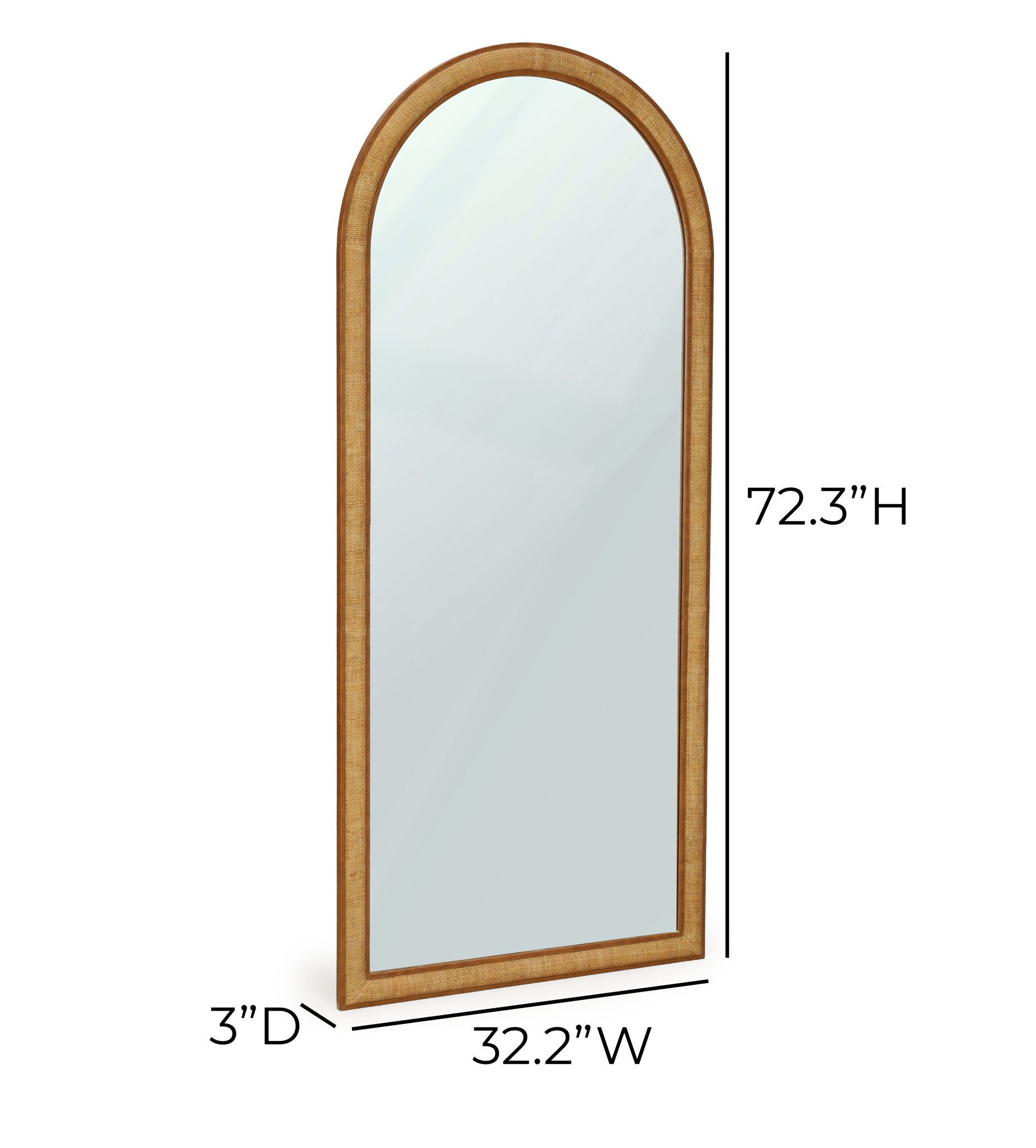 Arch - Raffia Contract-Grade Floor Mirror - Natural - Urban Living Furniture (Los Angeles, CA)