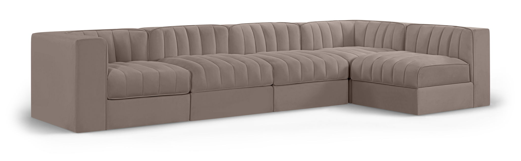 Rummi - Velvet Performance Fabric Upholstered 5 Piece Modular Sectional, L-Shaped (Right) - Urban Living Furniture (Los Angeles, CA)