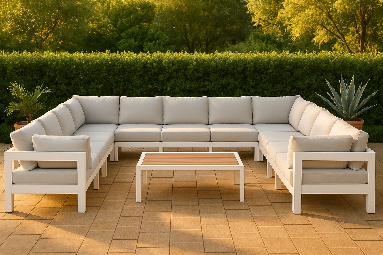 Nizuc - Outdoor Patio 11 Piece Modular Sectional With White Frame - Urban Living Furniture (Los Angeles, CA)