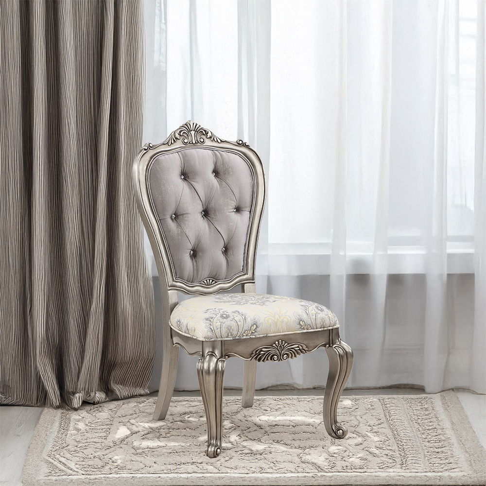 Ariadne - Side Chair (Set of 2) - Velvet & Antique Platinum - Urban Living Furniture (Los Angeles, CA)