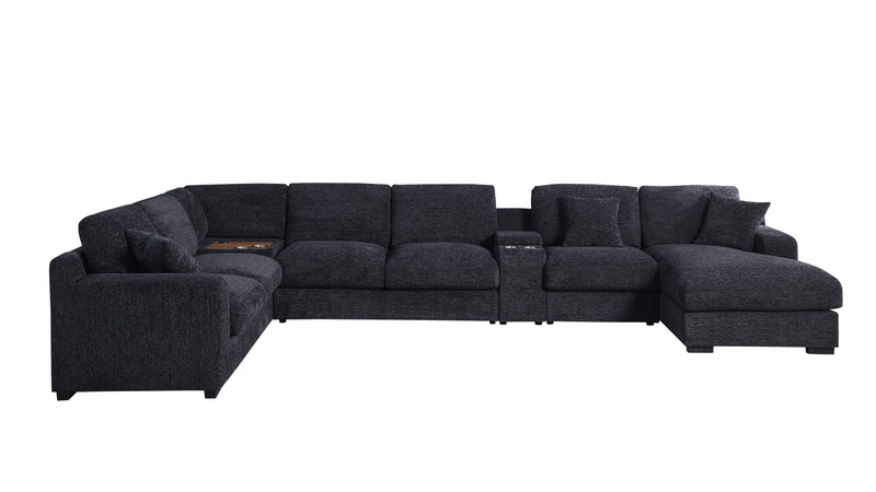 Celine - Chenille Fabric Corner Sectional Sofa With Right-Facing Chaise, Cupholders, And Charging Ports - Urban Living Furniture (Los Angeles, CA)
