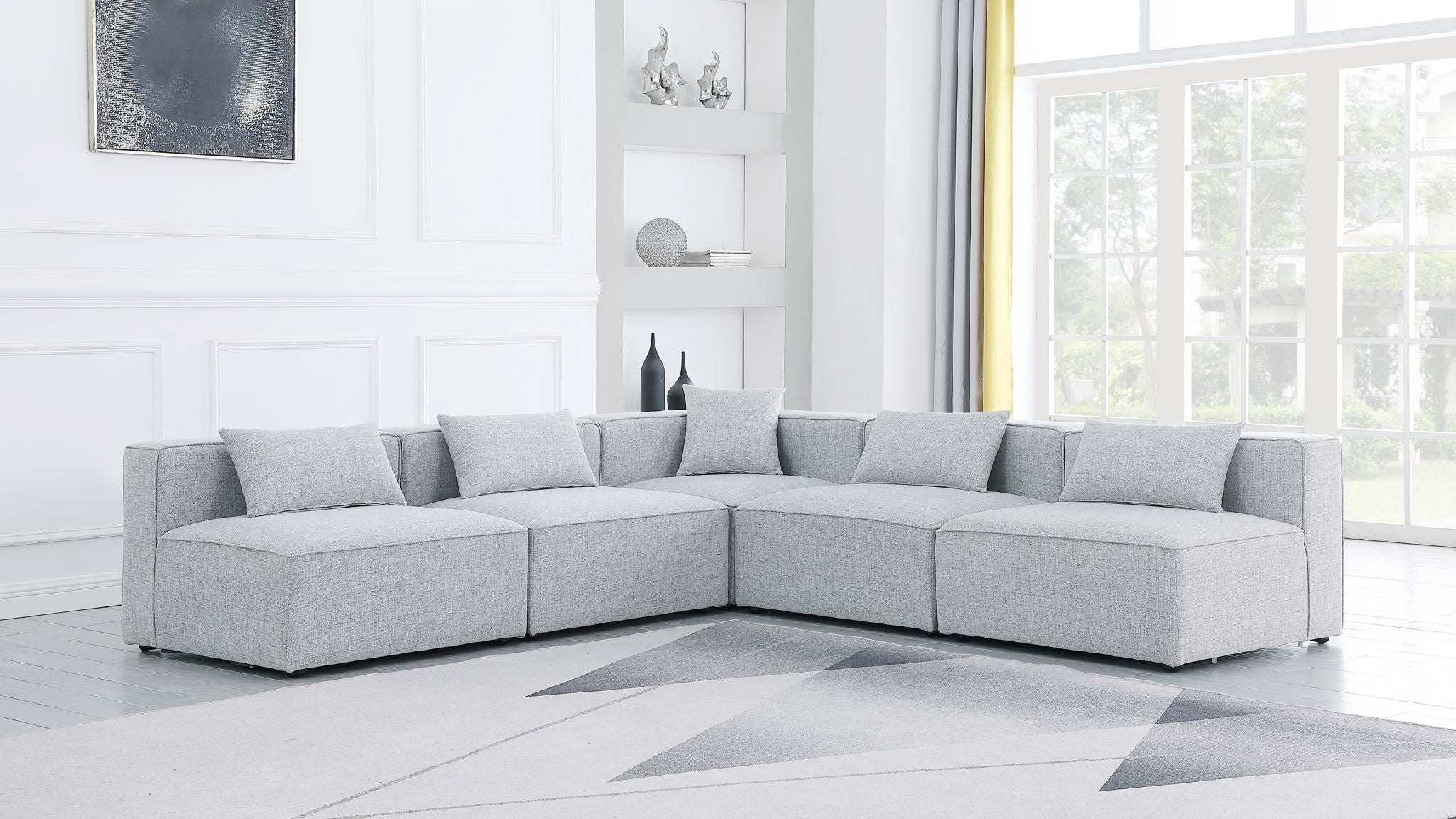 Cube - Linen 5 Piece Modular Corner Armless Sectional - Urban Living Furniture (Los Angeles, CA)