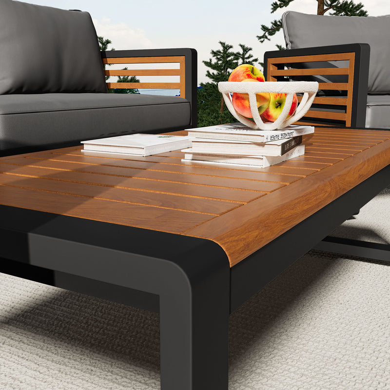 Large Size 4 Pieces Outdoor Furniture Sofa For 5 Person Conversation Set