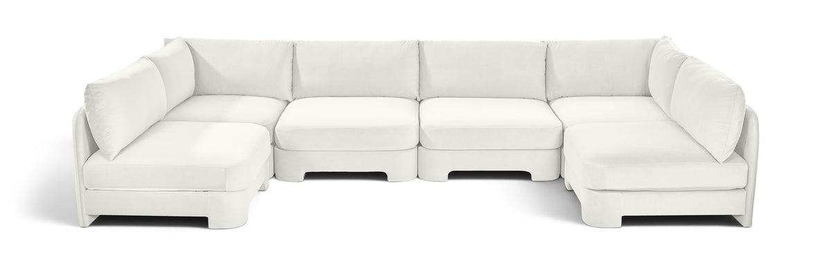 Hammond - Velvet Performance Fabric Upholstered 6 Piece U-Shaped Armless Sectional