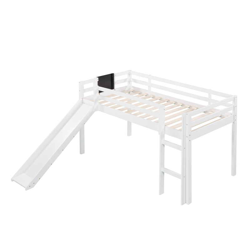 Loft Bed With Slide, Stair And Chalkboard