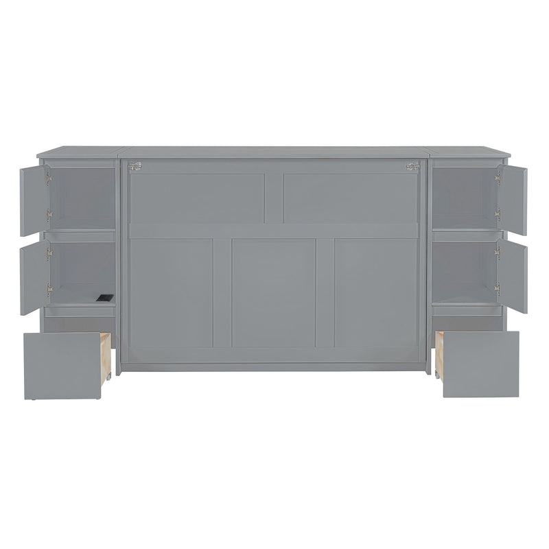 Murphy Bed With Drawers, Cabinets, And USB Ports