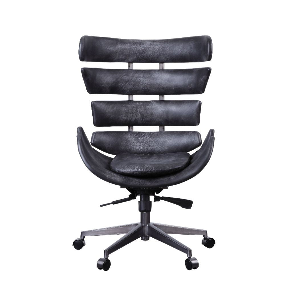 Megan - Executive Office Chair - Vintage Black Top Grain Leather & Aluminum - Urban Living Furniture (Los Angeles, CA)