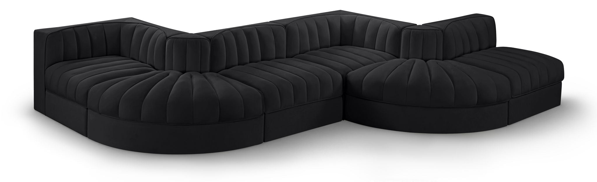 Rummi - Rounded Velvet Performance Fabric Upholstered 6 Piece Modular Sectional - Urban Living Furniture (Los Angeles, CA)