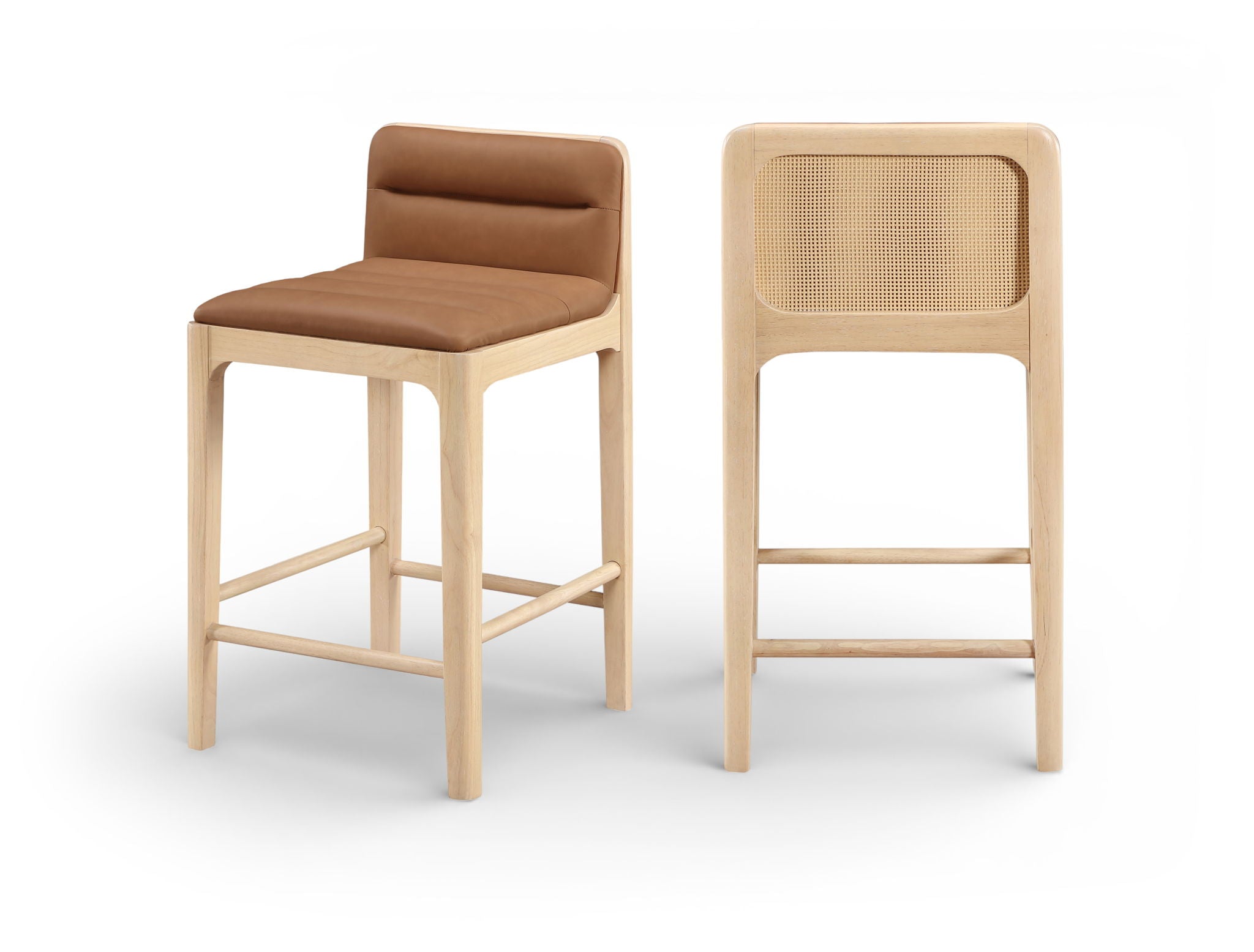 Ellis - Vegan Leather Upholstered Counter Stool (Set of 2) - Natural Base - Urban Living Furniture (Los Angeles, CA)