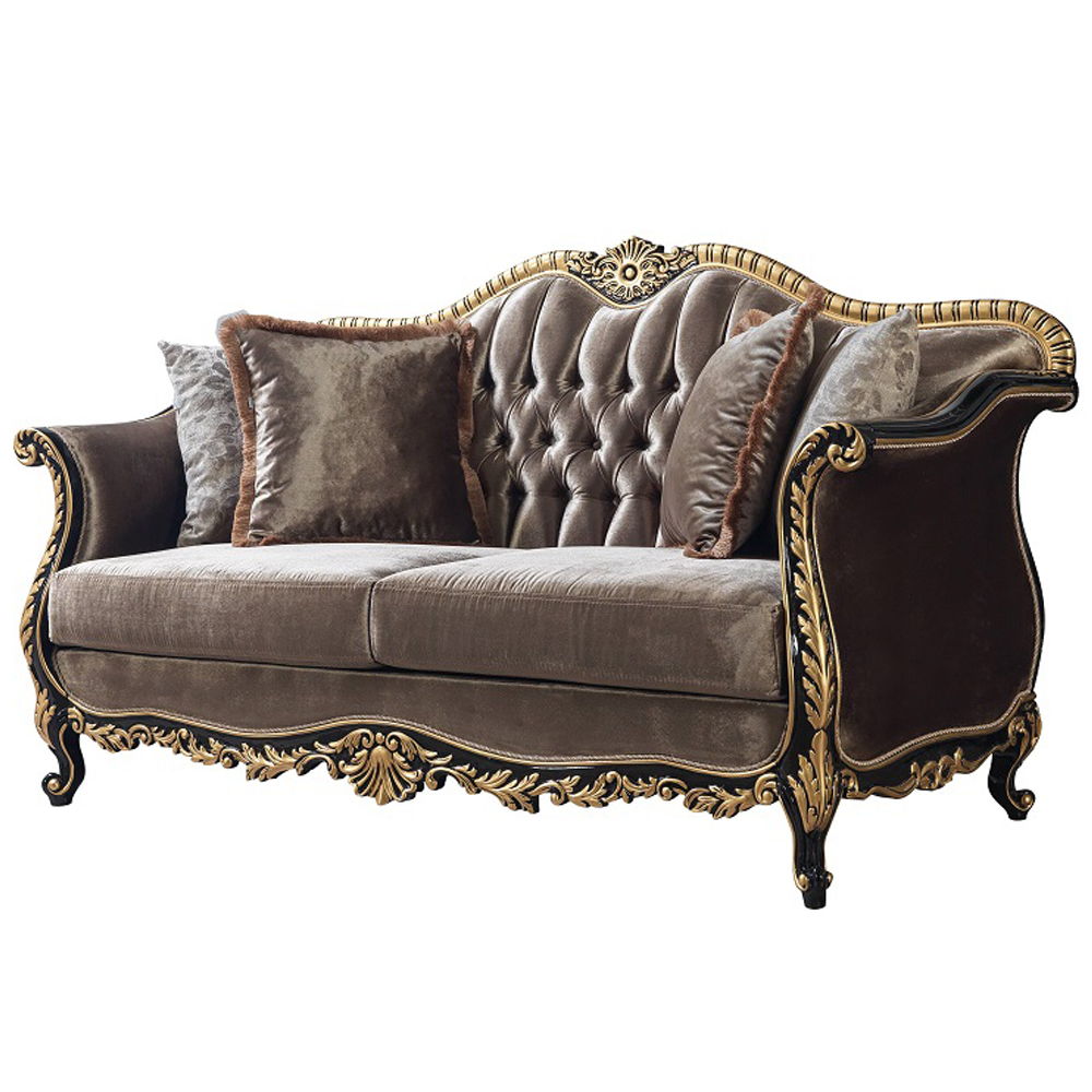 Betria - Loveseat With 4 Pillows - Light Green Velvet, Gold & Black High Gloss - Urban Living Furniture (Los Angeles, CA)