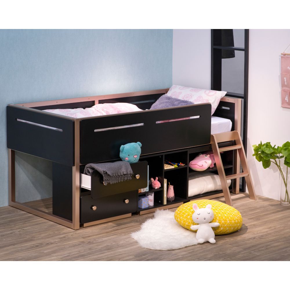 Prescott - Bookshelf - Black & Rose-Gold - Urban Living Furniture (Los Angeles, CA)