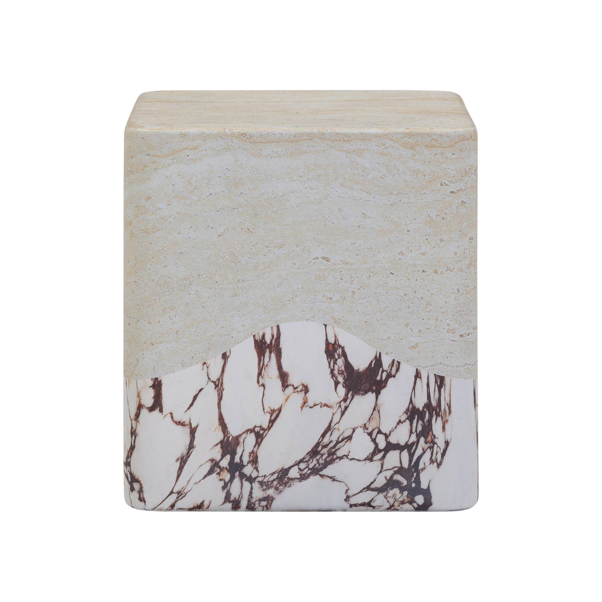 Brut - Concrete Indoor / Outdoor Side Table - Travertine & Breccia - Urban Living Furniture (Los Angeles, CA)