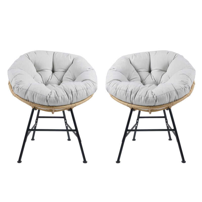 Palos - Outdoor Wicker Lounge Chair (Set of 2) - Brown / Light Gray
