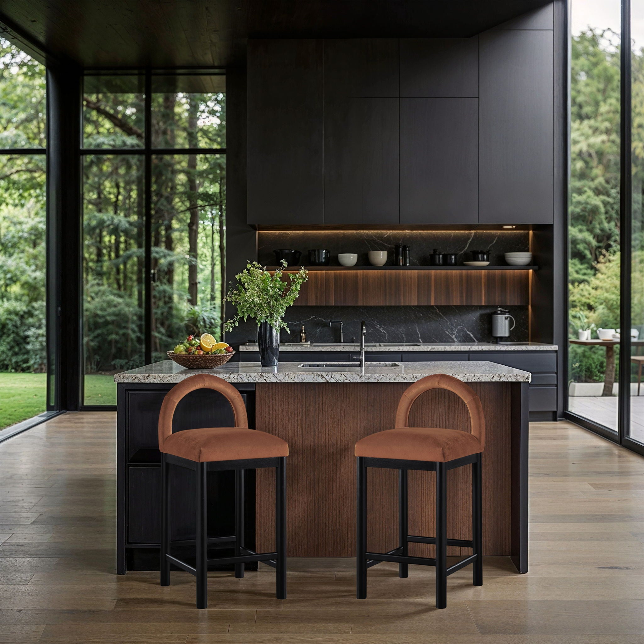 Conrad - Velvet Counter Stool With Black Legs - Urban Living Furniture (Los Angeles, CA)