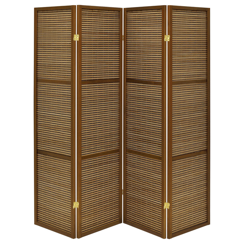 Browning - 4 - Panel Bamboo Room Divider Folding Screen - Walnut