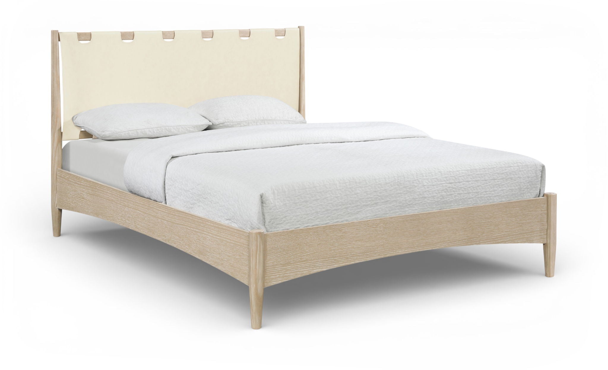 Santos - Vegan Leather Headboard And Wood Bed - Waxed Natural Frame - Urban Living Furniture (Los Angeles, CA)