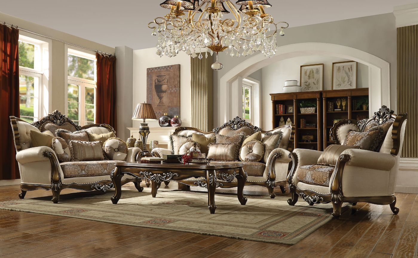 Latisha - Sofa - Tan, Pattern Fabric & Antique Oak - Urban Living Furniture (Los Angeles, CA)