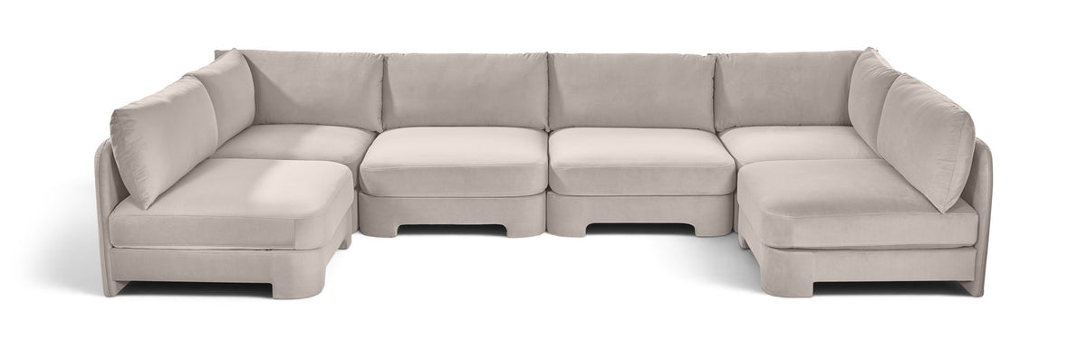 Hammond - Velvet Performance Fabric Upholstered 6 Piece U-Shaped Armless Sectional