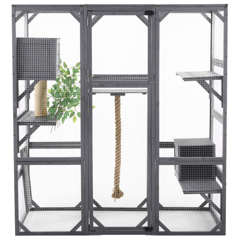 Outdoor Cat House, Diy Cat Enclosure Catio With Double Enter Doors