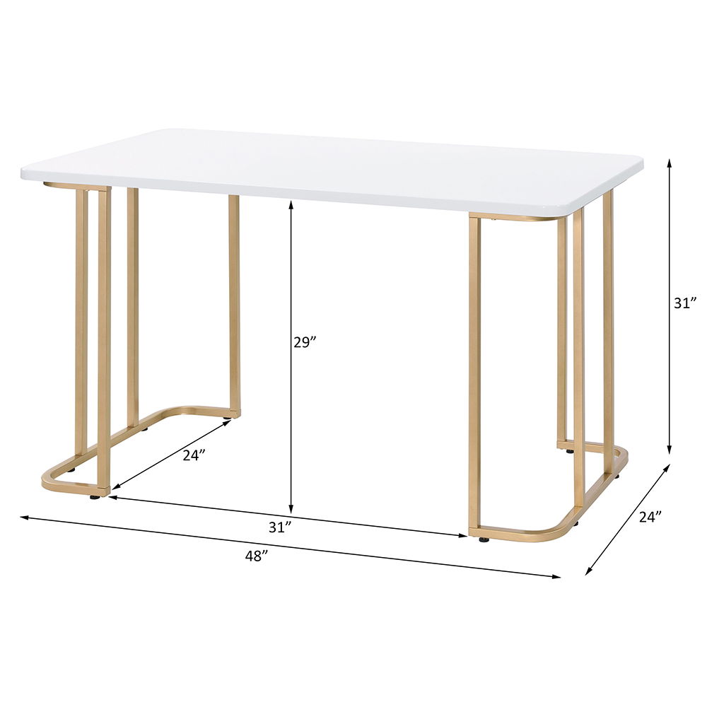 Estie - Writing Desk (Same Ac00902) - White & Gold