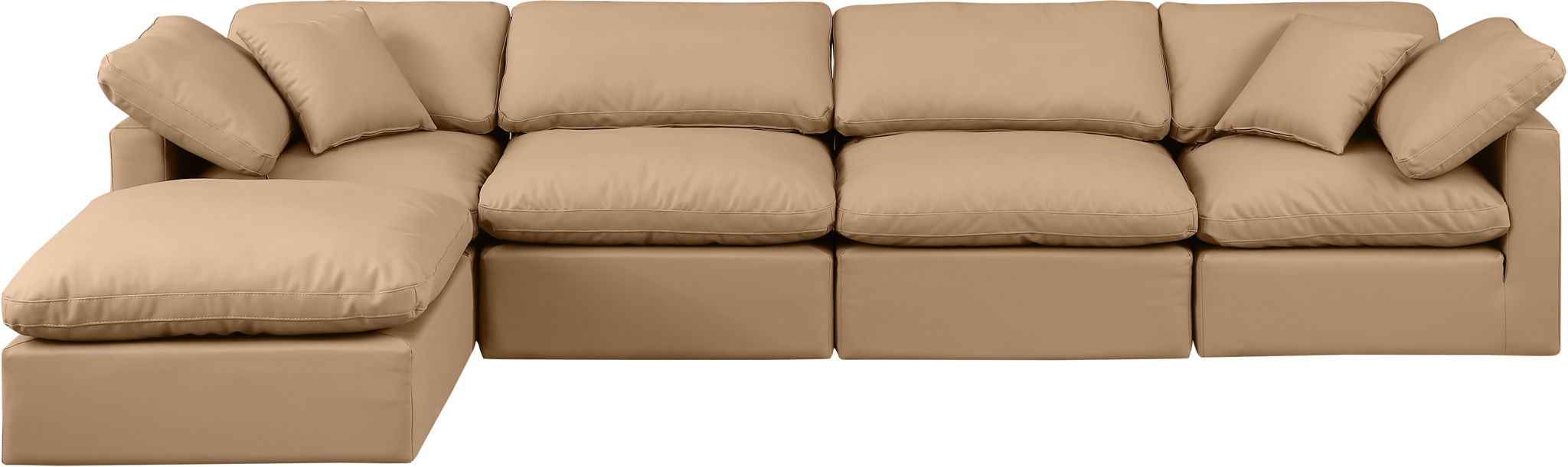 Indulge - Faux Leather 5 Piece Modular Sectional With Chaise - Tan - Urban Living Furniture (Los Angeles, CA)