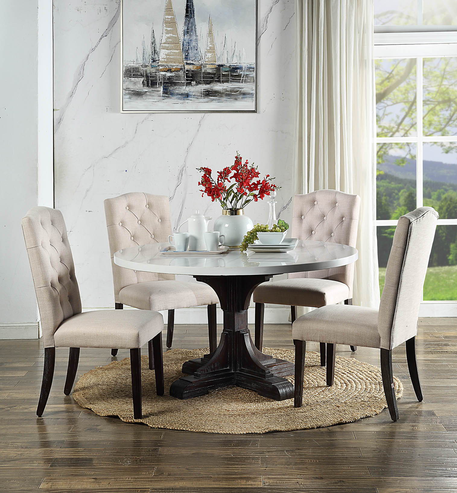 Gerardo - Dining Table - White Marble & Weathered Espresso - Urban Living Furniture (Los Angeles, CA)