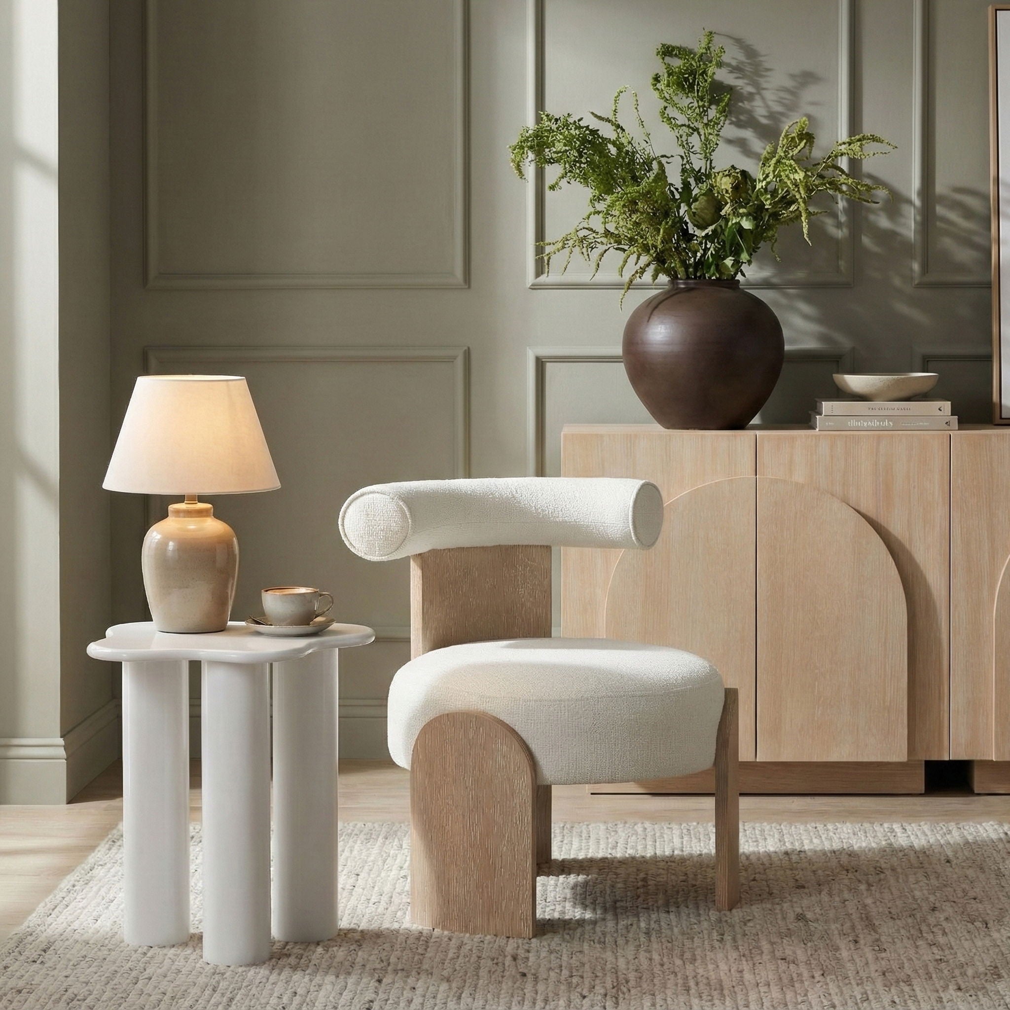 Calder - Linen Textured Fabric Upholstered Accent Chair - Painted Natural Base - Urban Living Furniture (Los Angeles, CA)