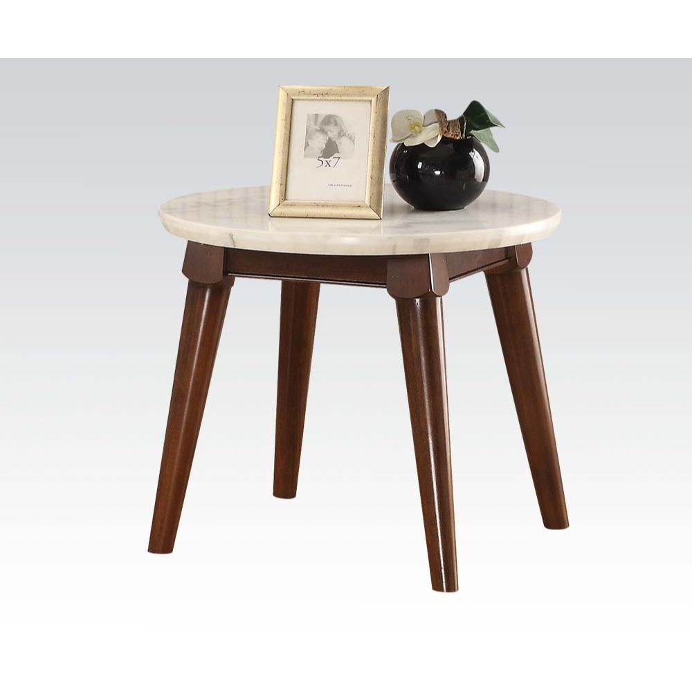 Gasha - End Table - White Marble & Walnut - Urban Living Furniture (Los Angeles, CA)