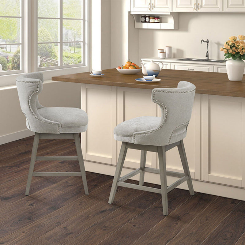 360 Degree Swivel Counter Stool With Silver Detailing