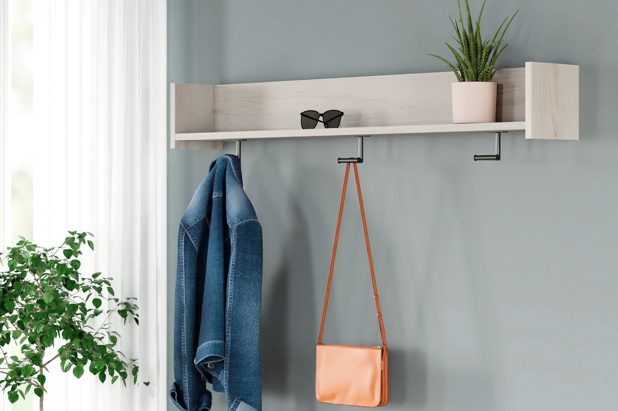 Socalle - Light Natural - Wall Mounted Coat Rack w/Shelf - Urban Living Furniture (Los Angeles, CA)