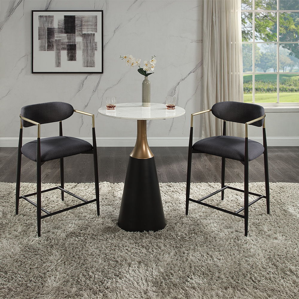 Jaramillo - Counter Height Table - Natural Marble Top & Black Finish - Urban Living Furniture (Los Angeles, CA)