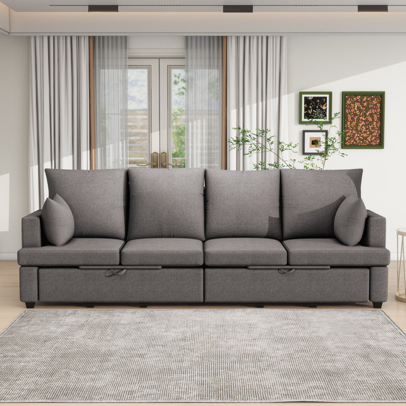 4 Seat Chenile Sectional Sofa Set With 2 Pilows, Freely Combinable