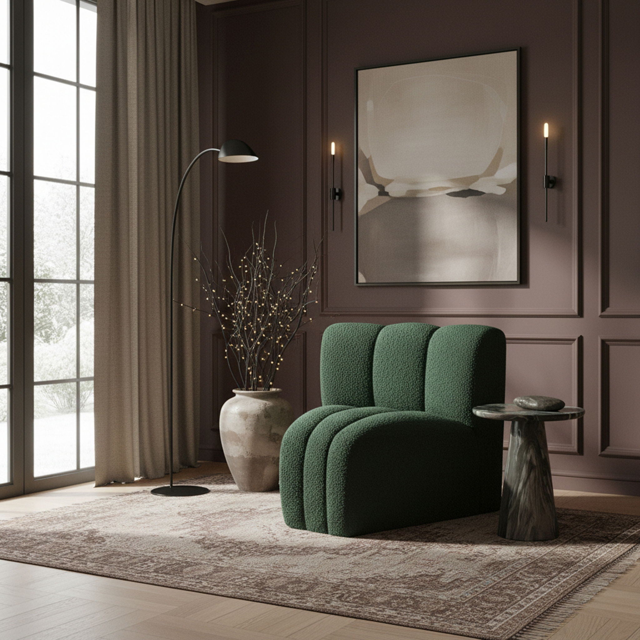 Arc - Boucle Fabric Curved Corner Chair - Urban Living Furniture (Los Angeles, CA)