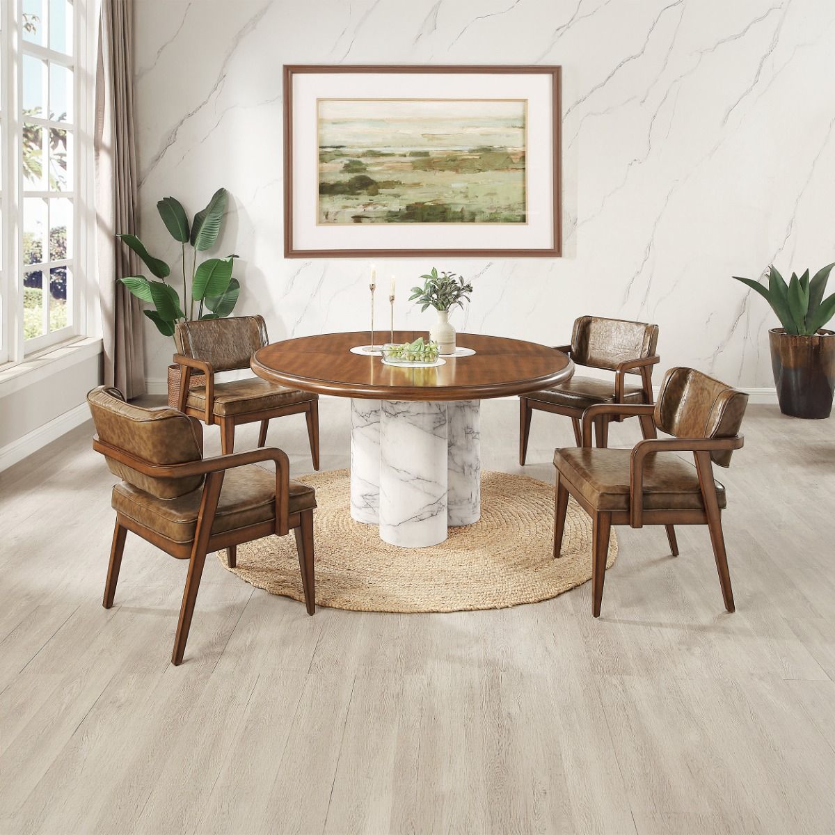 Harvey - Round Dining Table - Brown - Urban Living Furniture (Los Angeles, CA)
