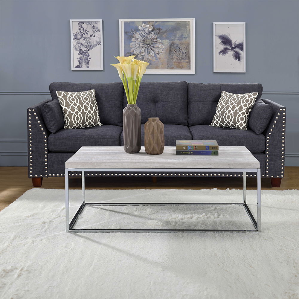 Snyder - Coffee Table - Engineered Stone Top & Chrome - Urban Living Furniture (Los Angeles, CA)
