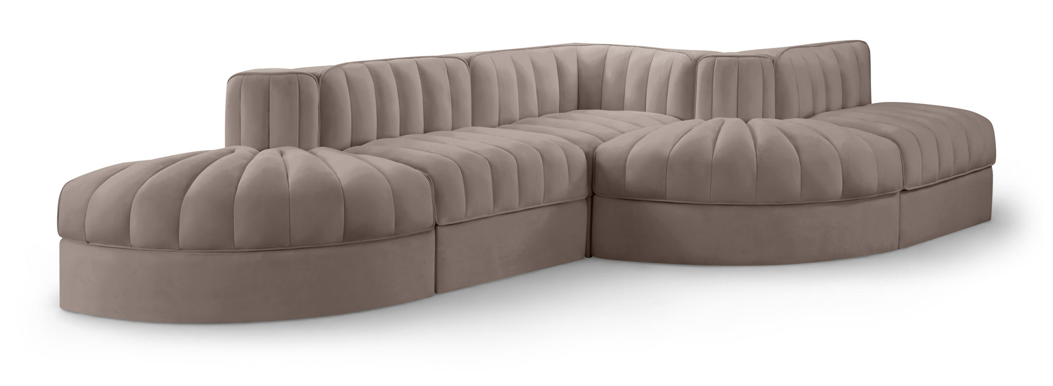 Rummi - Rounded Velvet Performance Fabric Upholstered 5 Piece Modular Sectional - Urban Living Furniture (Los Angeles, CA)
