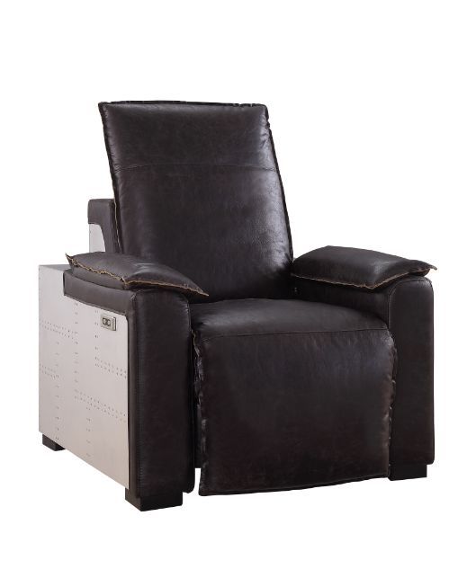 Nernoss - Recliner - Dark Grain Brown Leather & Aluminum - Urban Living Furniture (Los Angeles, CA)