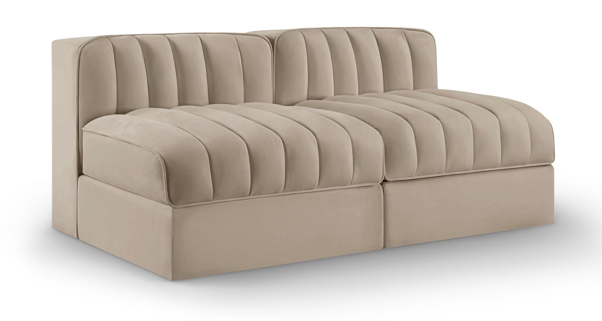 Rummi - Velvet Performance Fabric Upholstered 2 Piece Modular Armless Loveseat - Urban Living Furniture (Los Angeles, CA)